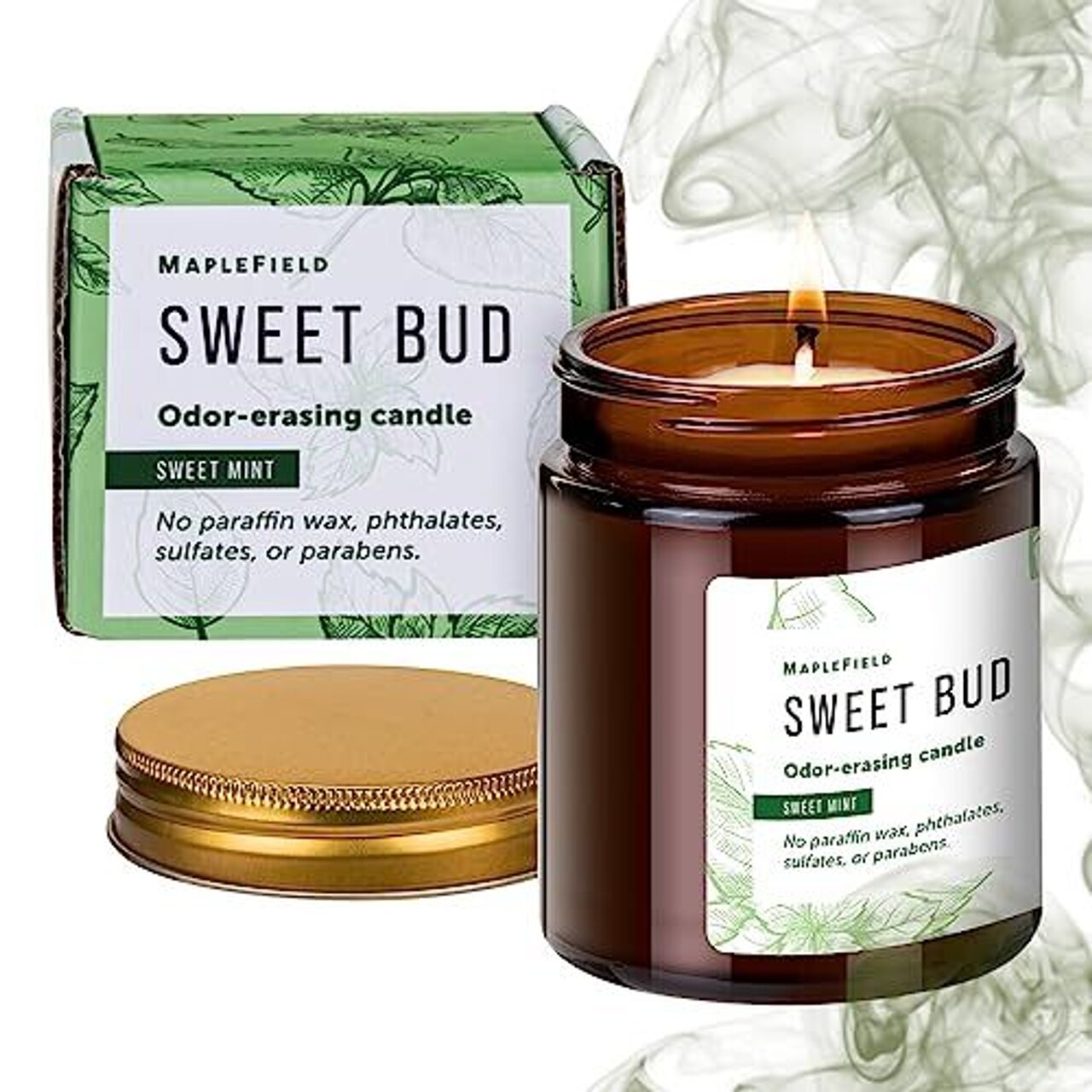 Maplefield Smoke Odor Eliminating Candle - 8.8oz - Removes and Neutralizes Smoke Smell - 50 Hour Burn Time - Natural Ingredients (Wintergreen Scent)